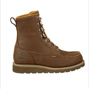 CARHARTT Waterproof 8” Moc Toe Wedge Boot Brown Leather Lace-ups | Mens 8.5